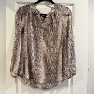 Banana Republic Taupe Snake-Print Long Sleeve Blouse